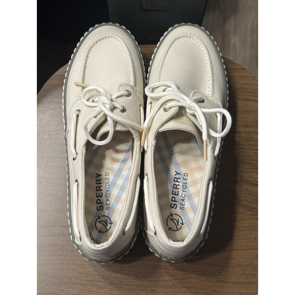 Women's 10 Sperry Pier Wave Boat Platform Sneaker Seacycled Collection NWOT